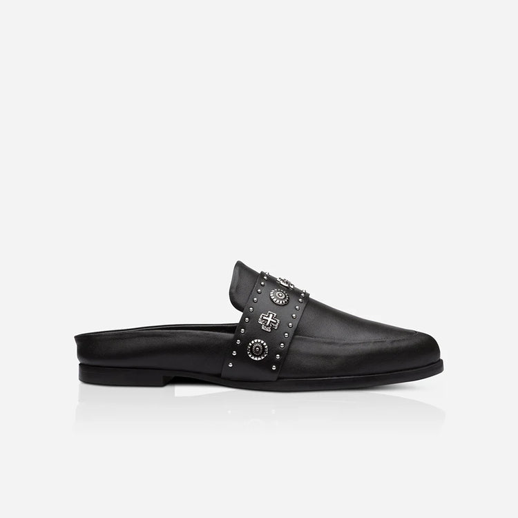 Tuesday Slide | Black Croc Silver
