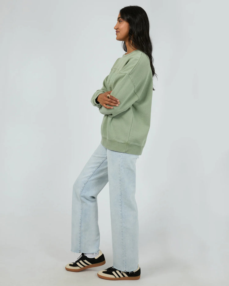 Vital Washed Oversize Crew | Khaki