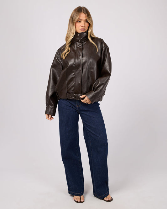 Jaynee Funnel Neck Jacket | Chocolate
