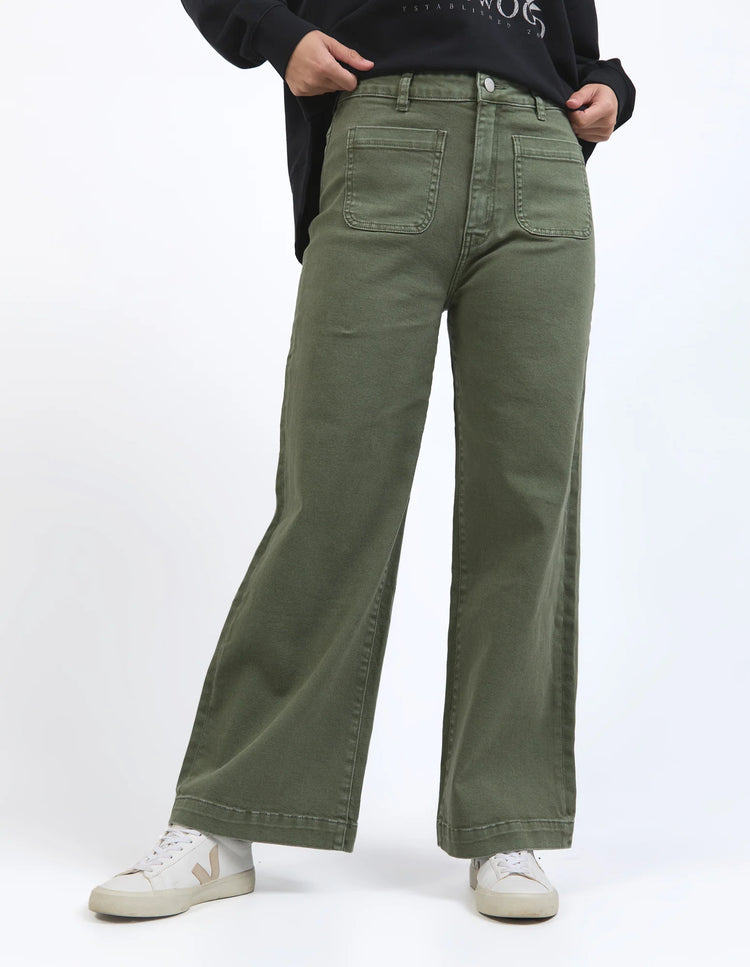 Sarah Wide Leg Jean | Washed Green