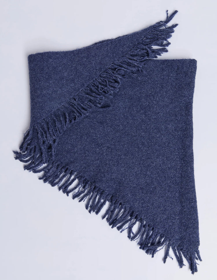 Elm Fringed Triangle Scarf | Navy