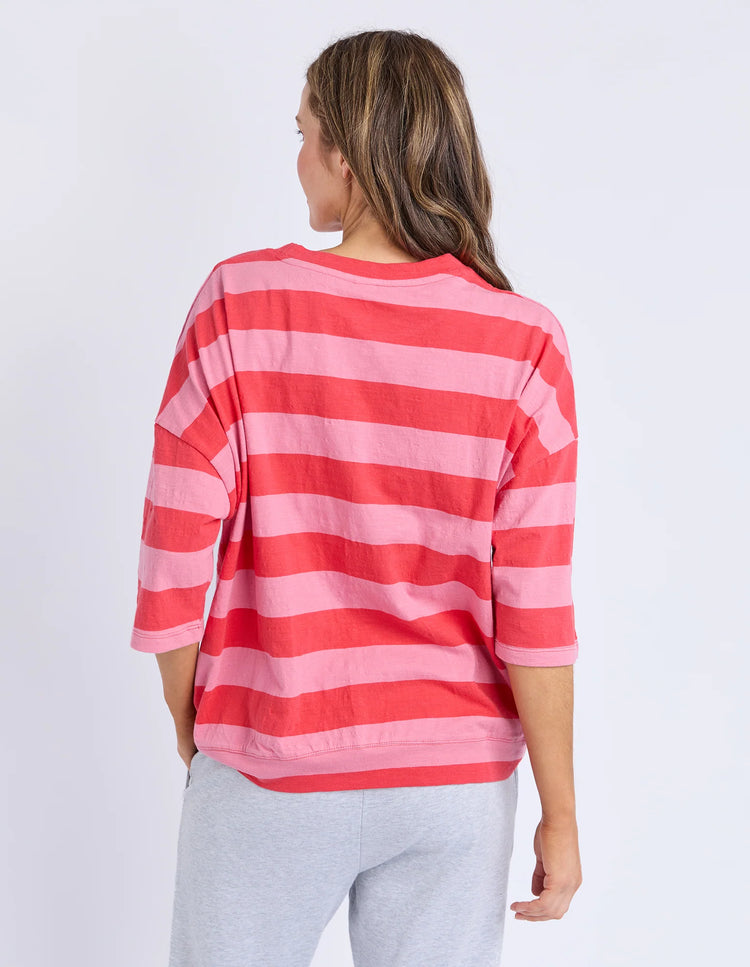 Mazie Block Stripe Sweat | Cayenne