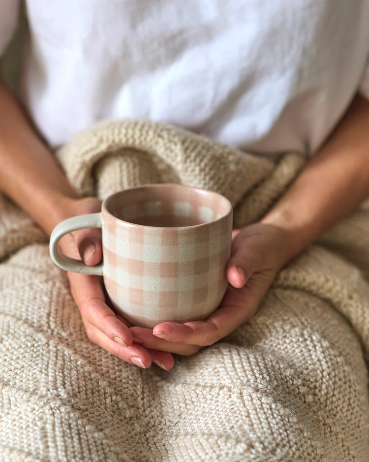 Soft Terracotta Check Mug / Cat's Pyjamas