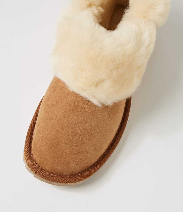 Platinum Mintaro Chestnut Suede Slippers