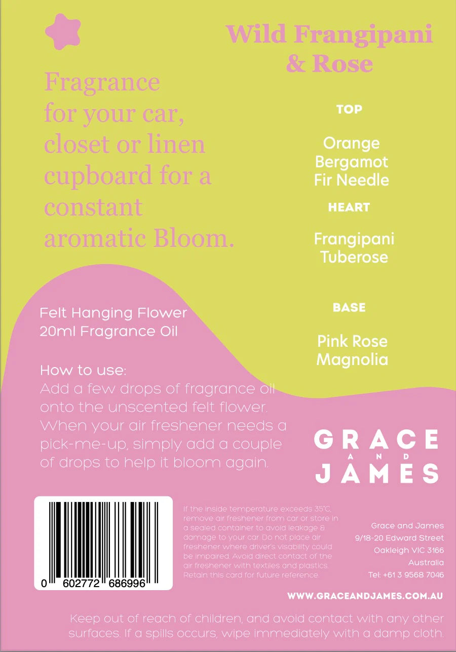 Wild Frangipani & Rose - Felt Air Freshener
