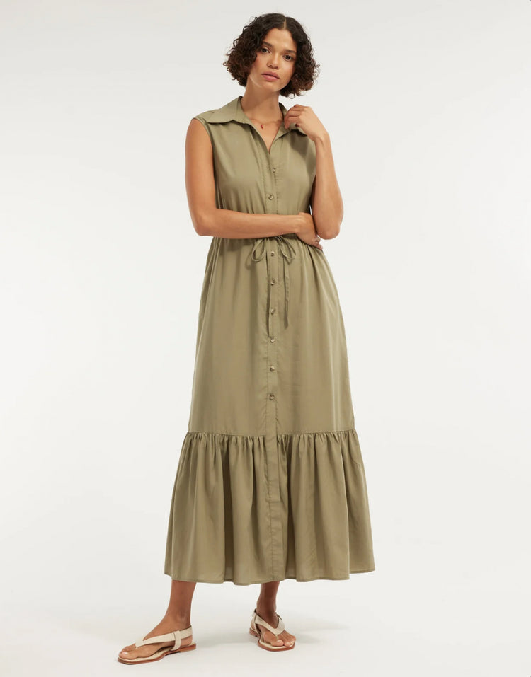 Kate Buttoned Maxi Dress | Olive