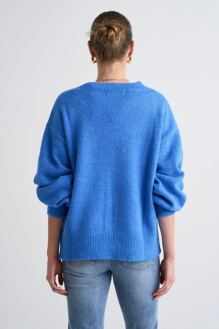 Harvest Azure Blue V Neck Knit Jumper