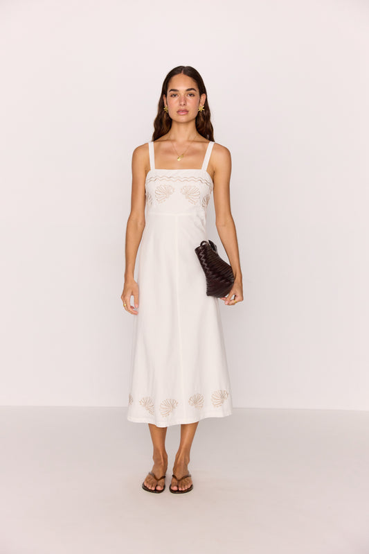 Hera Embroidered Midi Dress