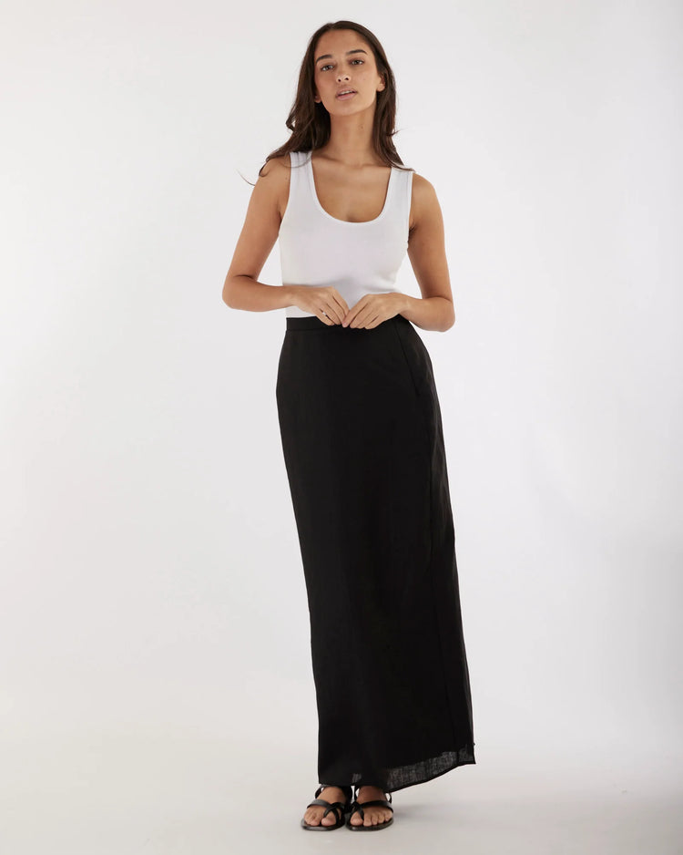 Mabel Linen Skirt | Black