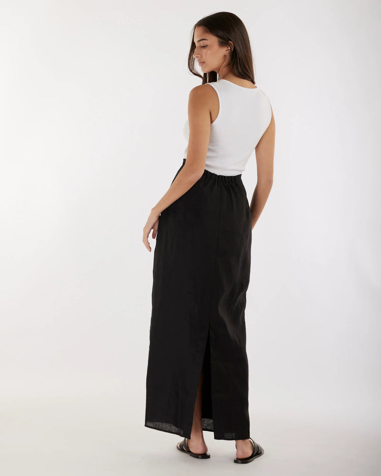 Mabel Linen Skirt | Black