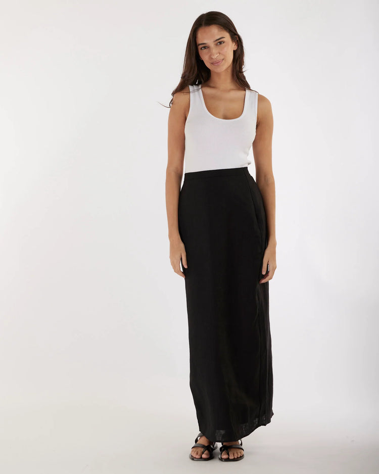 Mabel Linen Skirt | Black