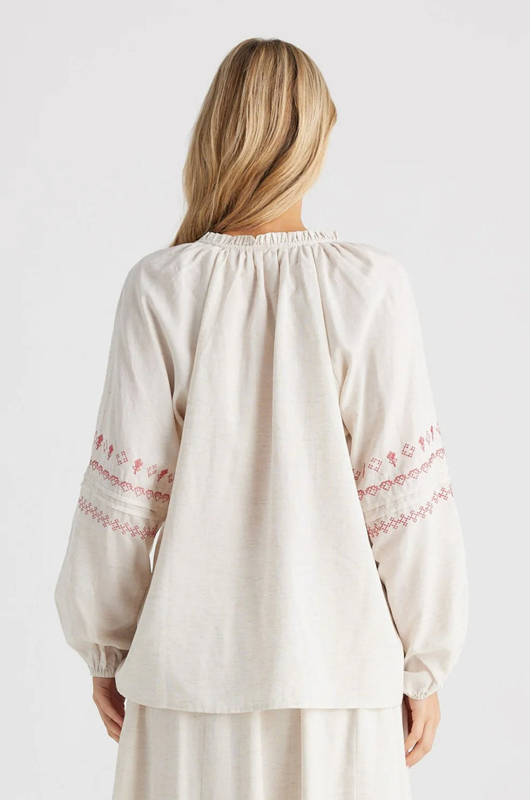Billy Ray Top | Natural with Red