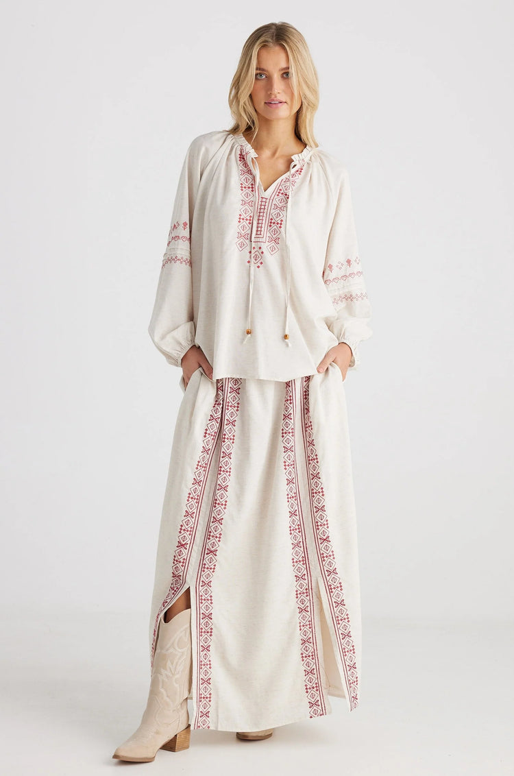 Billy Ray Top | Natural with Red