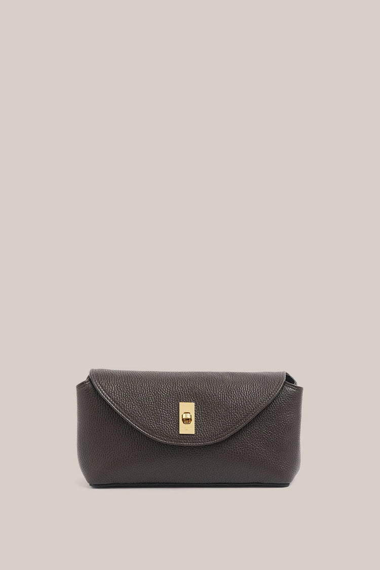 Sloane Dark Chocolate Leather Convertible Clutch