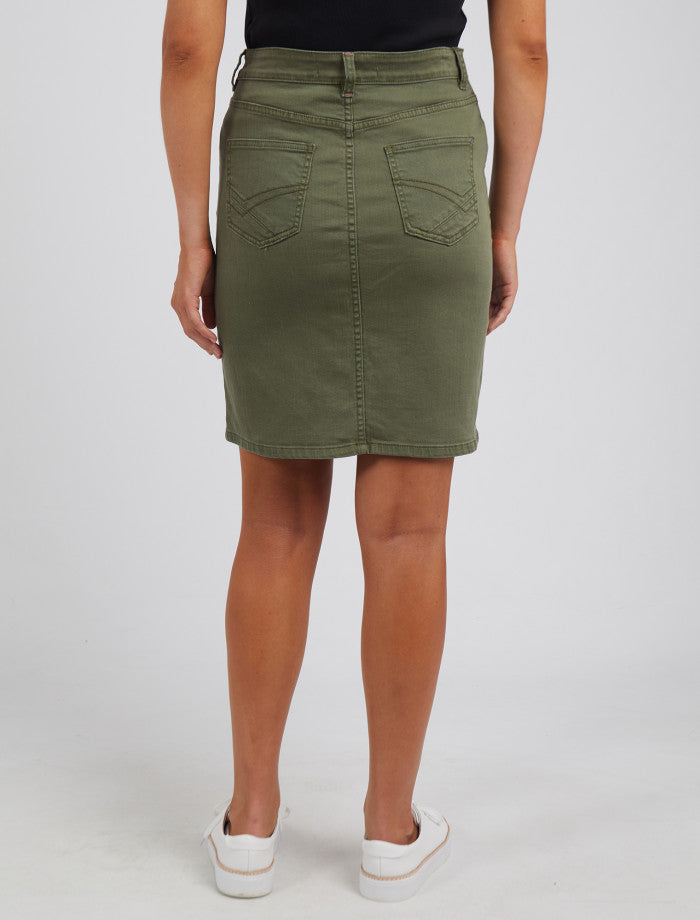 Belle Denim Skirt | Khaki