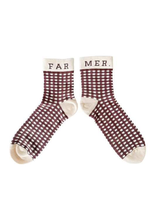 Cocoa Check Socks