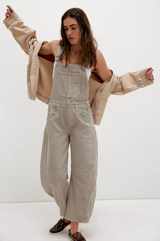 We The free Good Luck Barrel Leg Overalls | Cobblestone