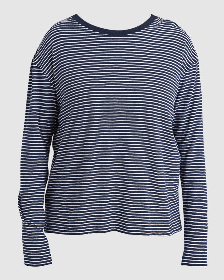 Hutch LS Tee | Navy & White Stripe