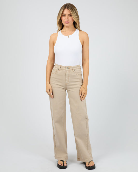 Jacqui Wide Leg Jean | Beige