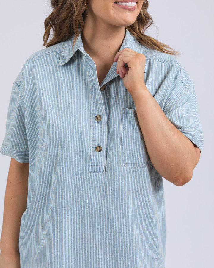 Jenna Stripe Denim Dress