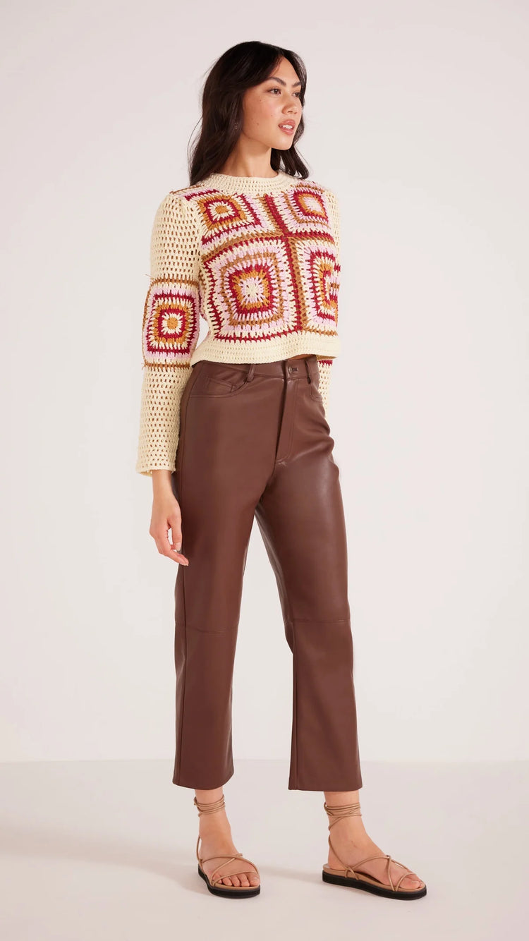 Lani Faux Leather Pant | Chocolate