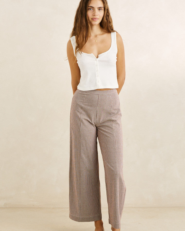 London Check Wide Leg Pant