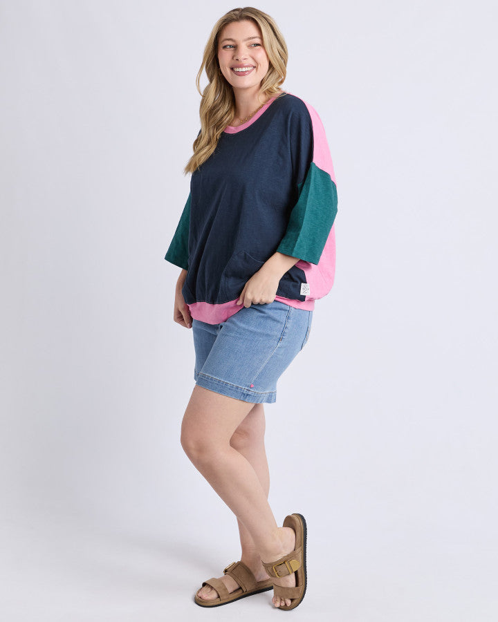 Maize Colour Block Sweat | Teal