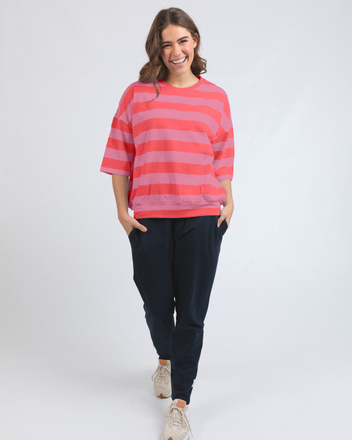 Mazie Block Stripe Sweat | Cayenne