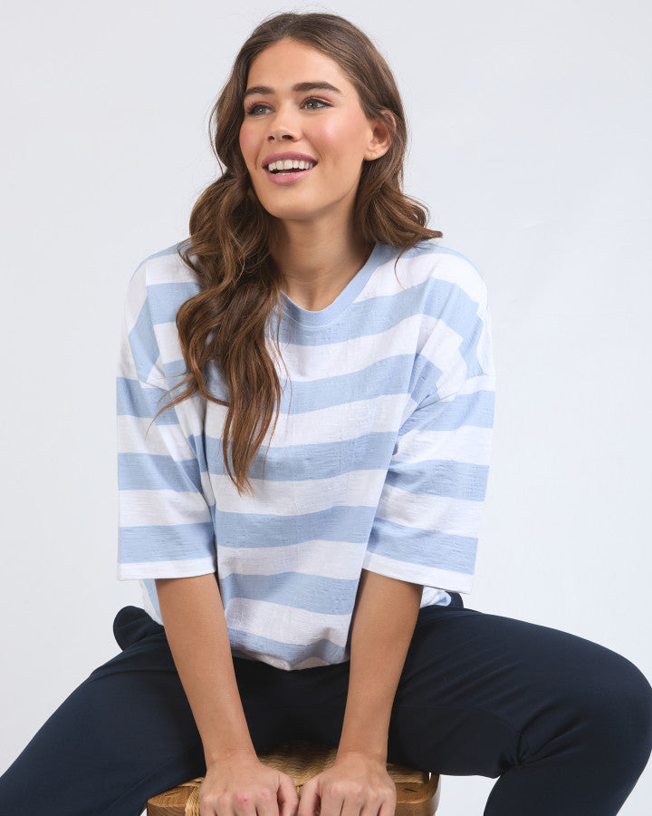 Mazie Block Stripe Sweat | Sky