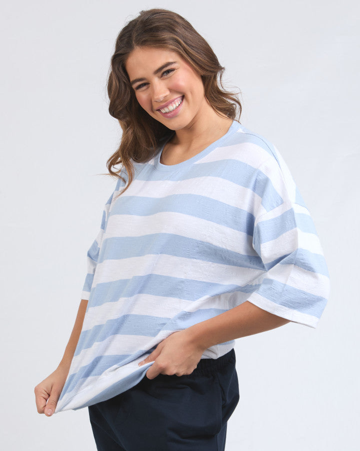 Mazie Block Stripe Sweat | Sky