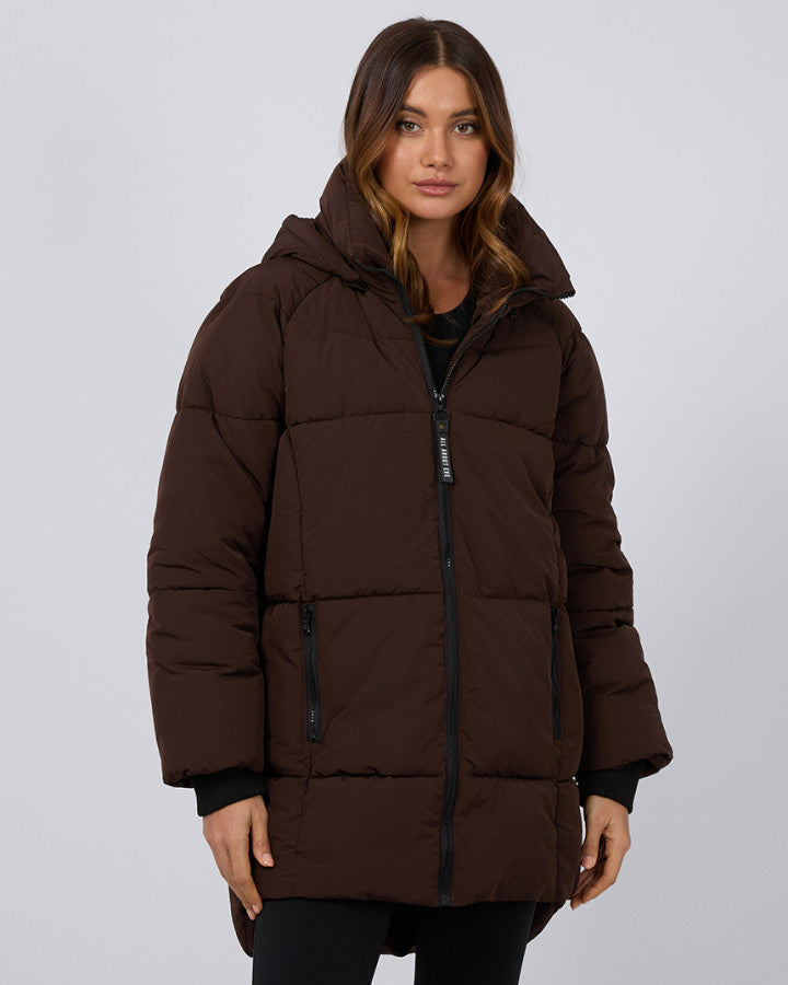 Remi Luxe Midi Puffer Jacket | Brown