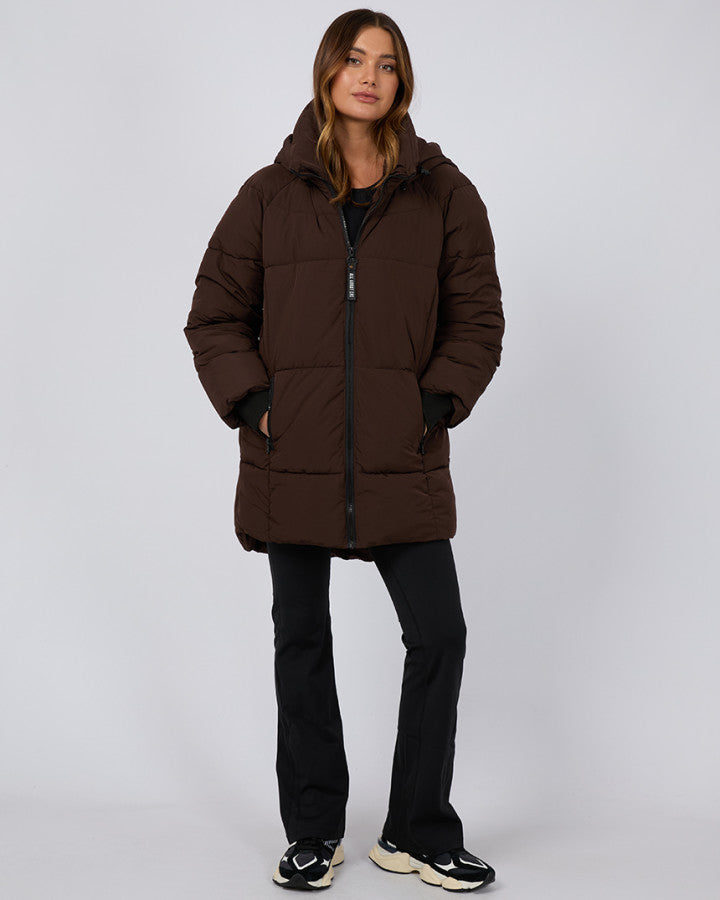 Remi Luxe Midi Puffer Jacket | Brown