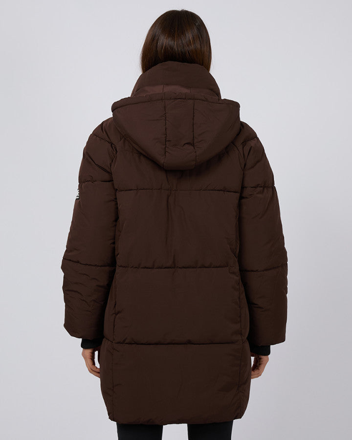 Remi Luxe Midi Puffer Jacket | Brown