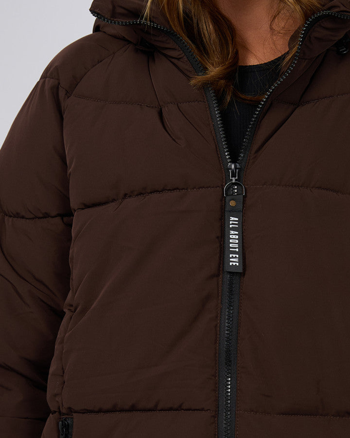 Remi Luxe Midi Puffer Jacket | Brown
