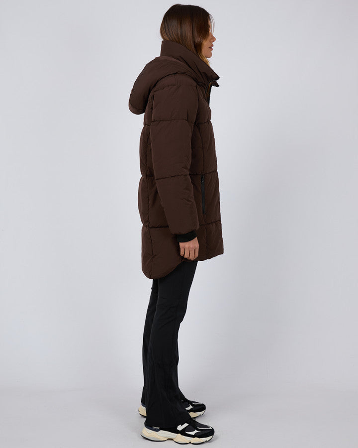 Remi Luxe Midi Puffer Jacket | Brown