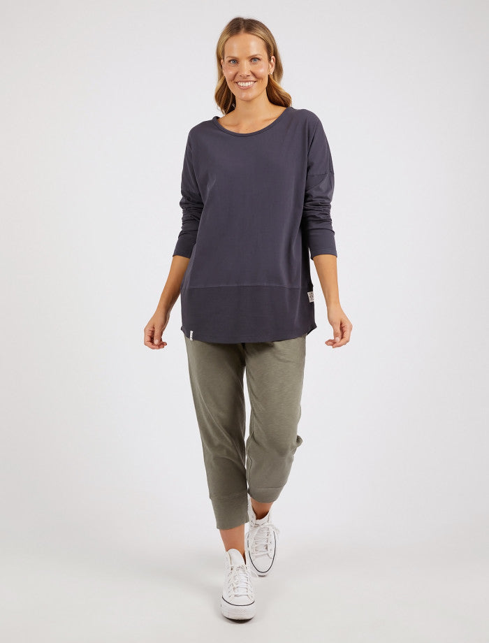 Rib Long Sleeve Tee | Navy