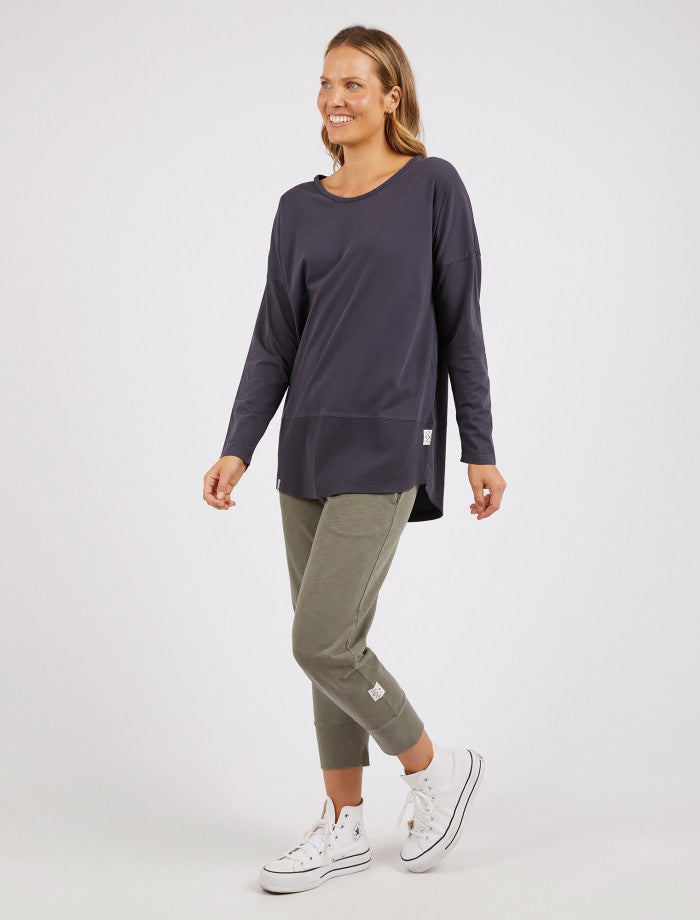 Rib Long Sleeve Tee | Navy