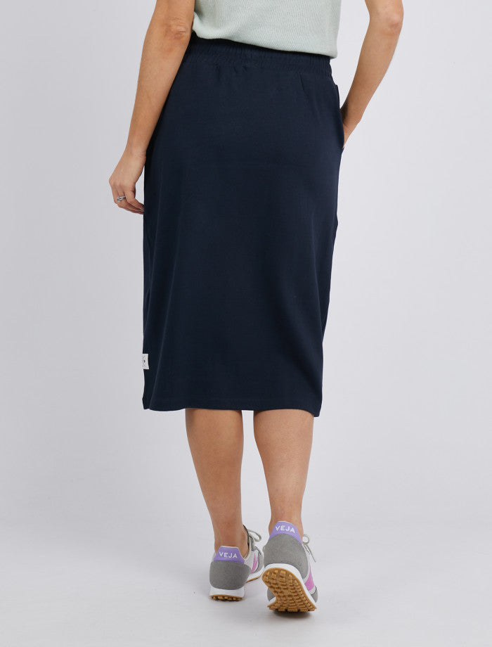 Rib Midi Skirt | Navy