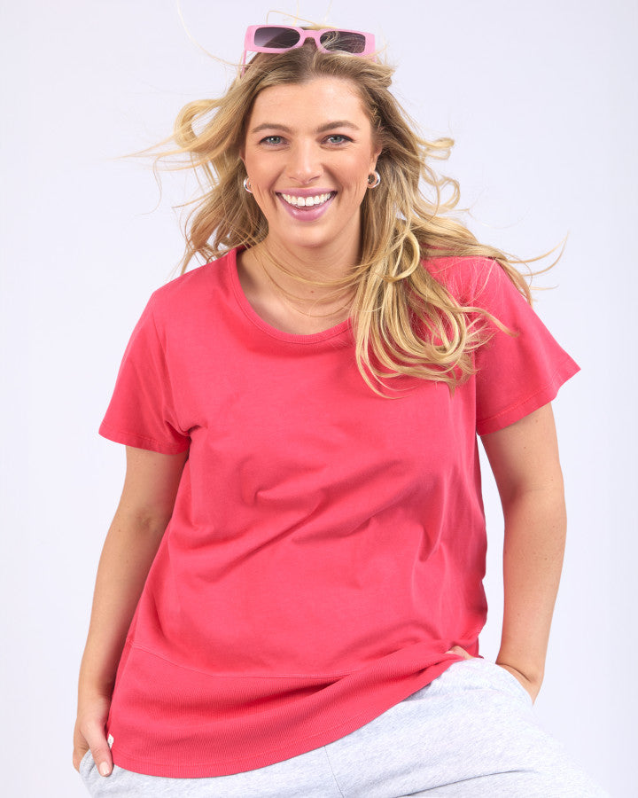Rib Short Sleeve Tee | Bittersweet Red