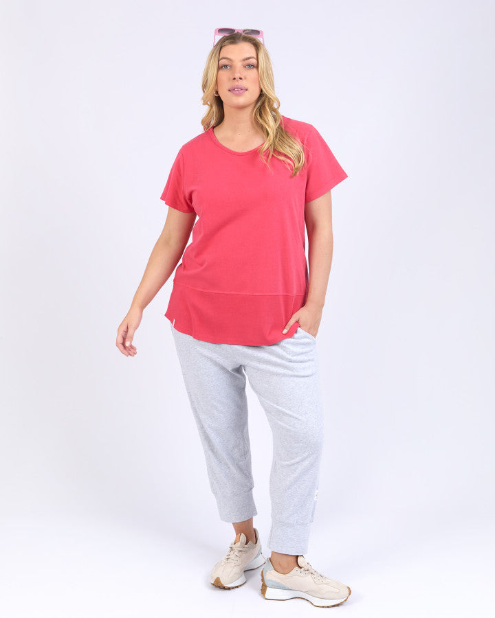 Rib Short Sleeve Tee | Bittersweet Red
