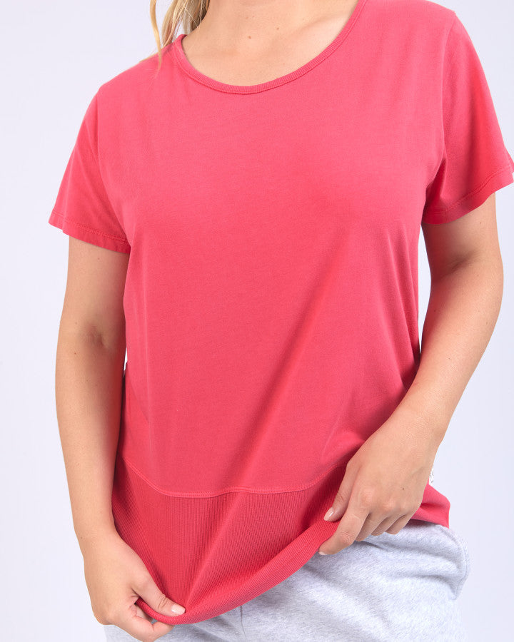 Rib Short Sleeve Tee | Bittersweet Red