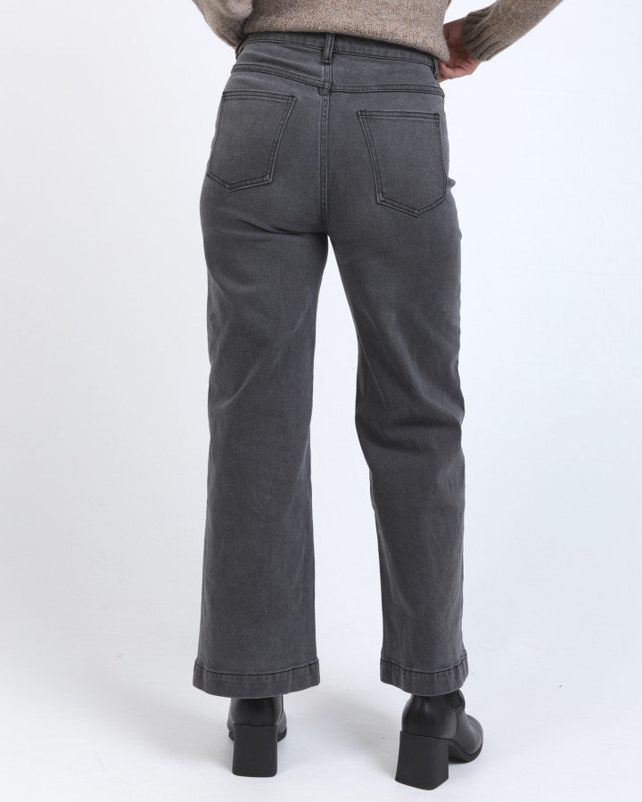 Sarah Wide Leg Jean | Washed Black