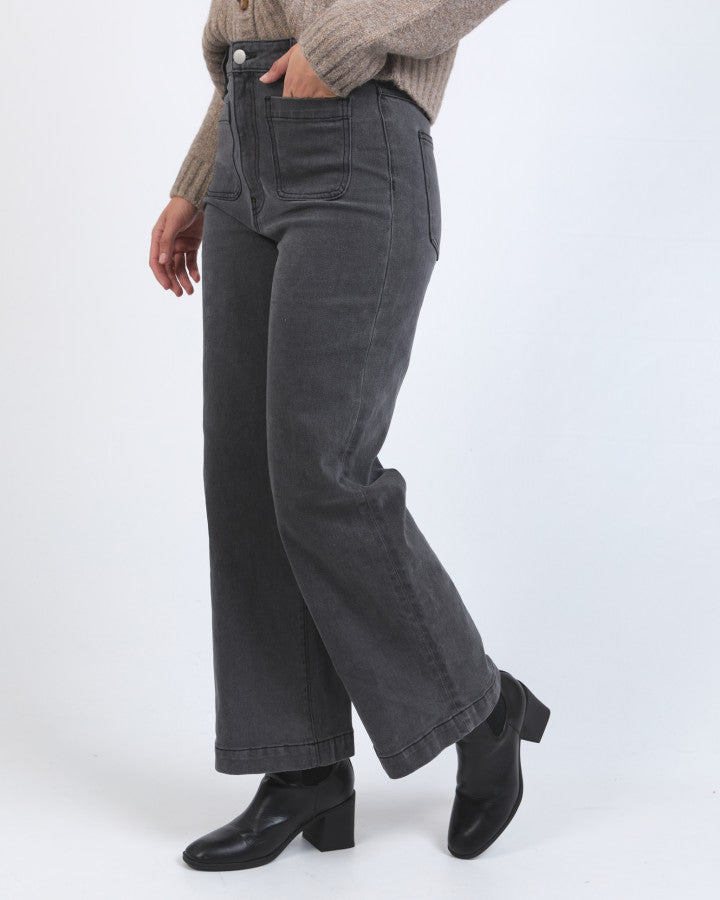 Sarah Wide Leg Jean | Washed Black