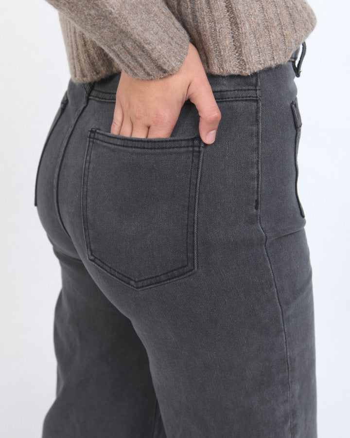 Sarah Wide Leg Jean | Washed Black