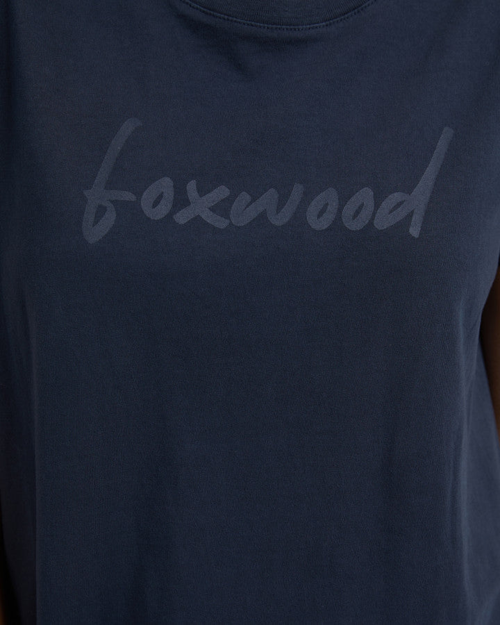 Signature Embroidery Tee Dress | Navy