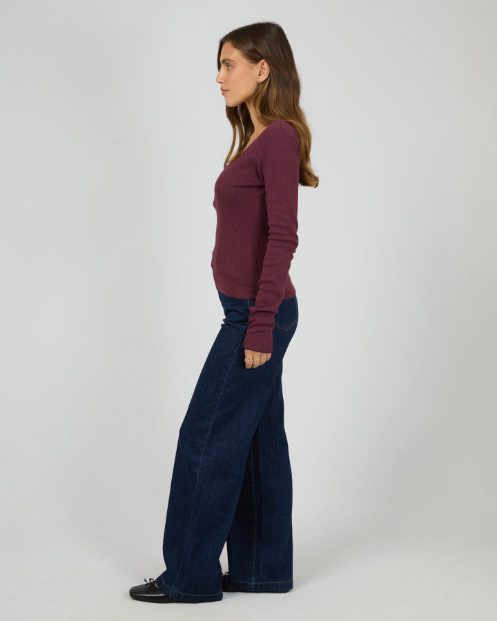 Tia Long Sleeve Top | Wine