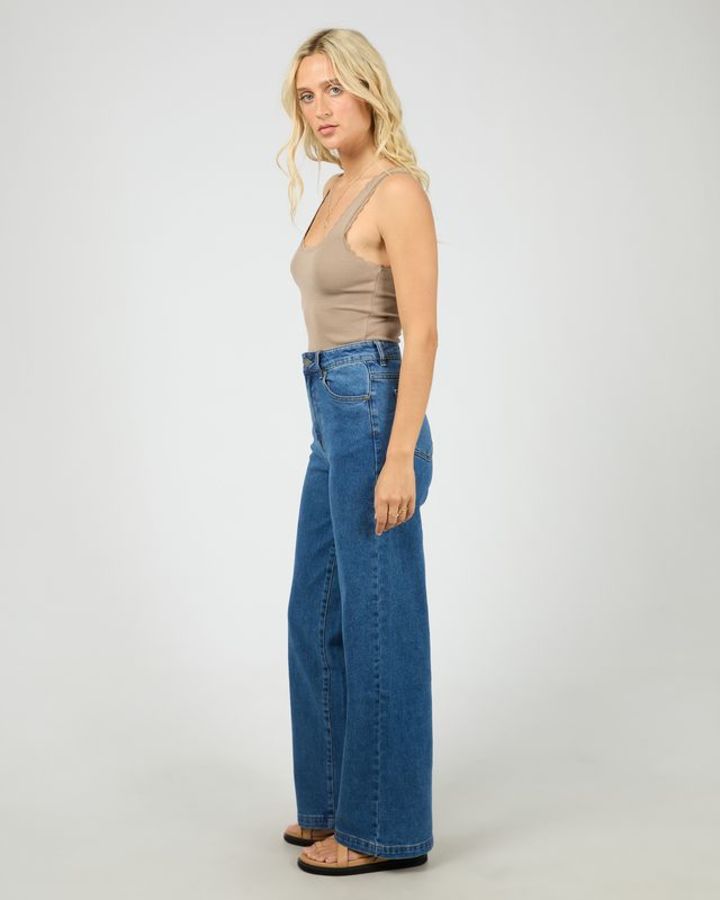 Washed Rib Lace Tank | Stone