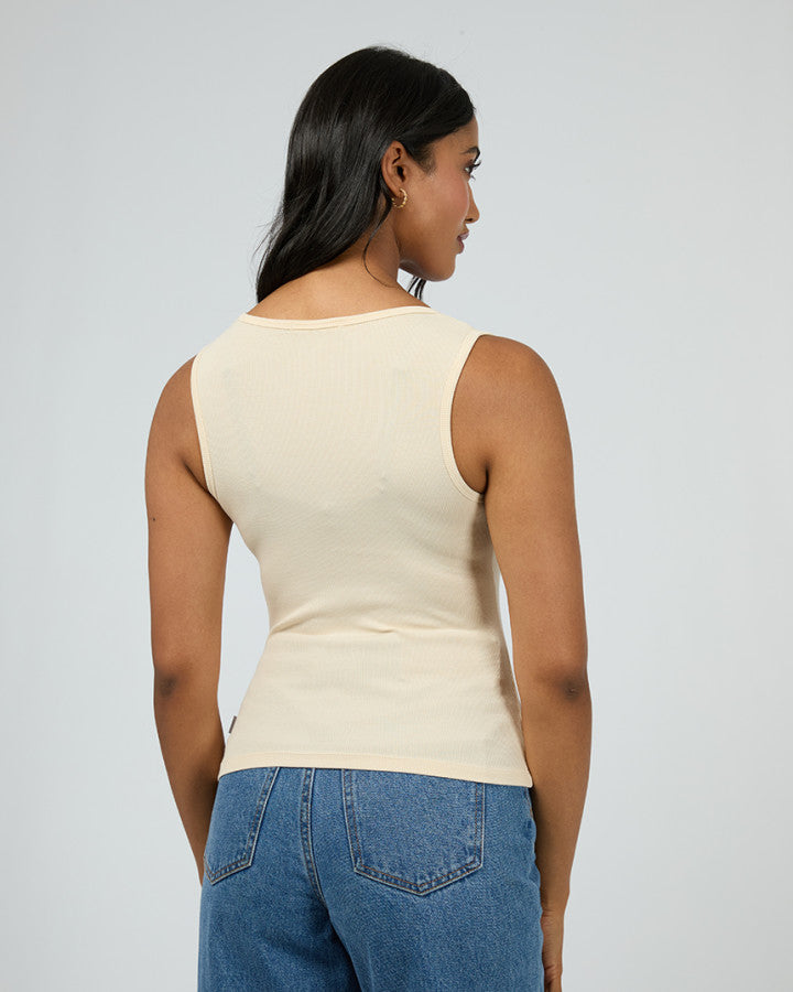 Washed Rib Scoop Neck | Vanilla
