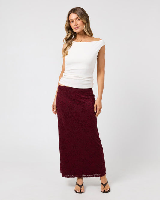 Zea Lace Maxi Skirt | Wine