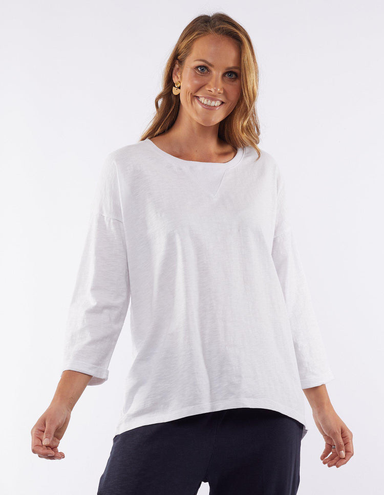 Annie 3/4 Sleeve Tee | White